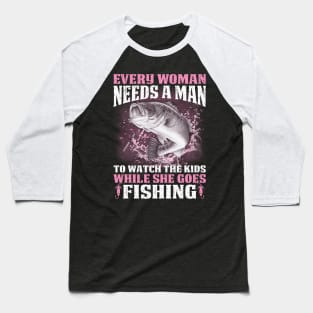 While She Goes Fishing Shirts Baseball T-Shirt